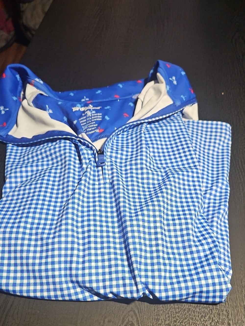 Men's Blue Gingham Lightweight Quarter-Zip Shirt Jacket